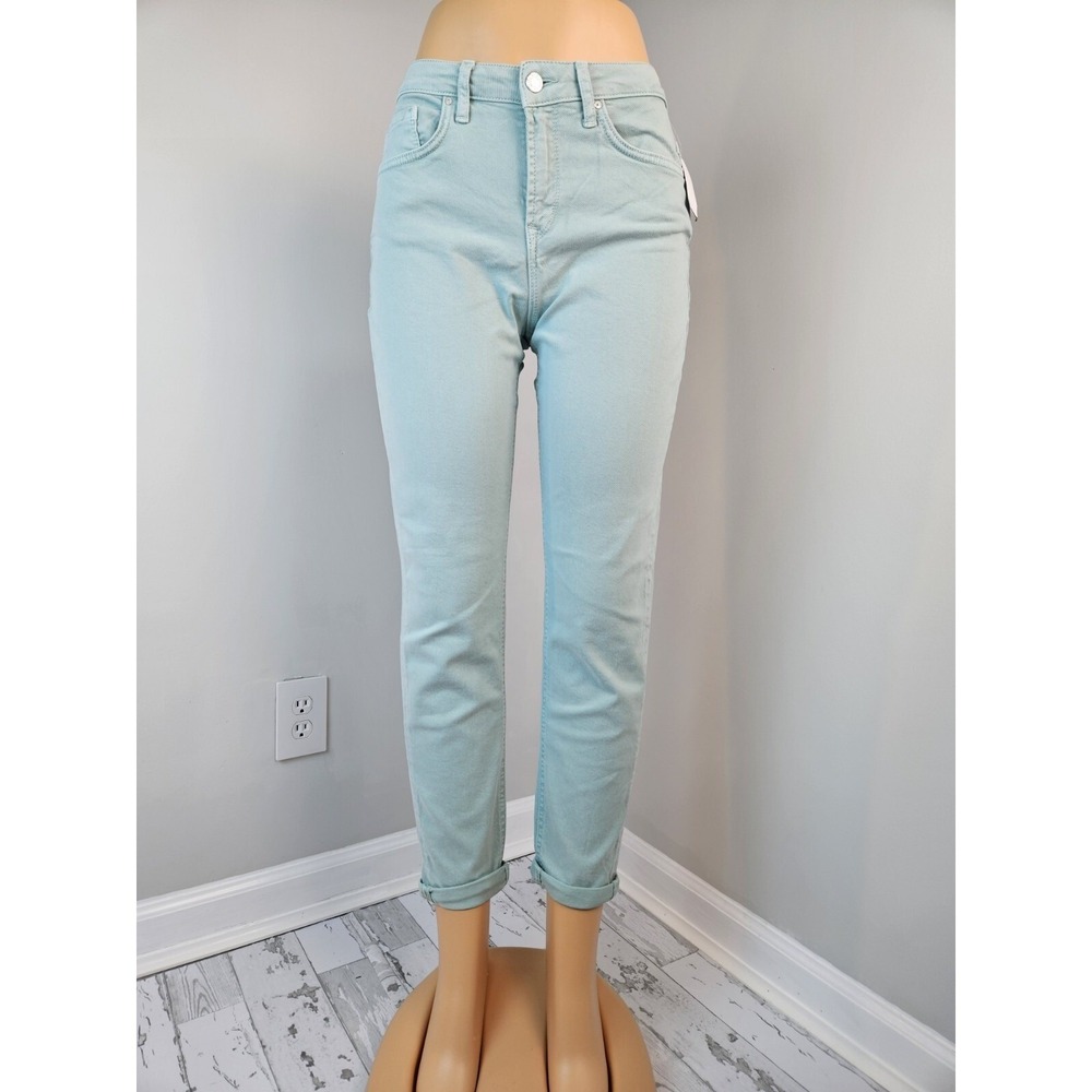 Mavi Cindy Mom Jeans High Rise Light Green Sage Denim Pants W27 L29